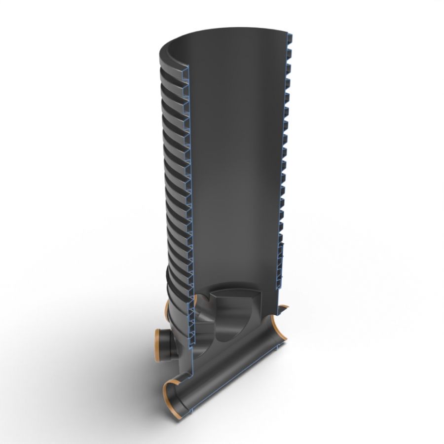 Inspection Chamber Set - 450mm Diameter x 1550mm Depth with 160mm Channel & 160mm & 110mm Inlets