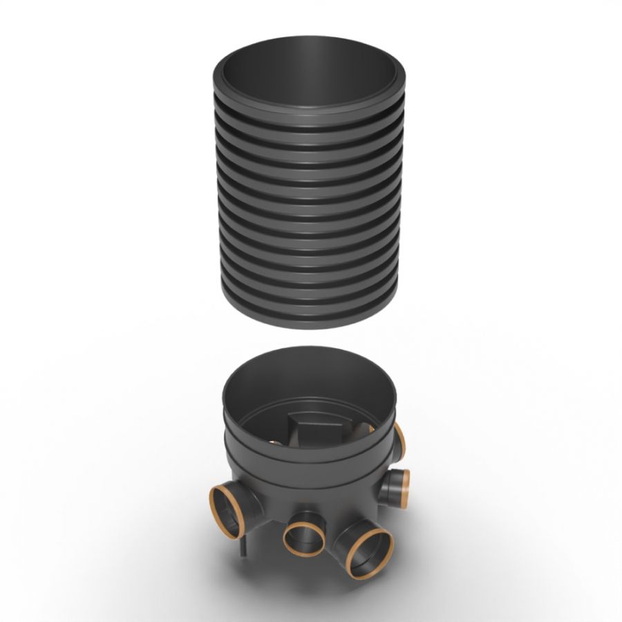 Inspection Chamber Set - 450mm Diameter x 1030mm Depth with 160mm Channel & 160mm & 110mm Inlets