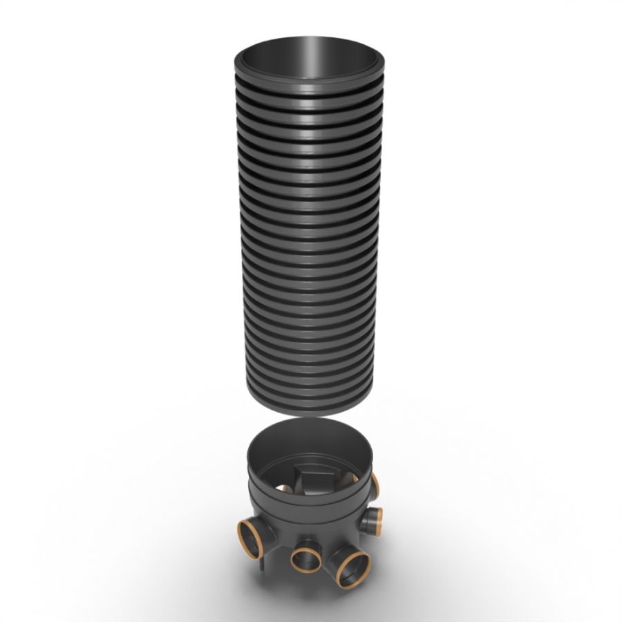 Inspection Chamber Set - 450mm Diameter x 2015mm Depth with 160mm Channel & 160mm & 110mm Inlets