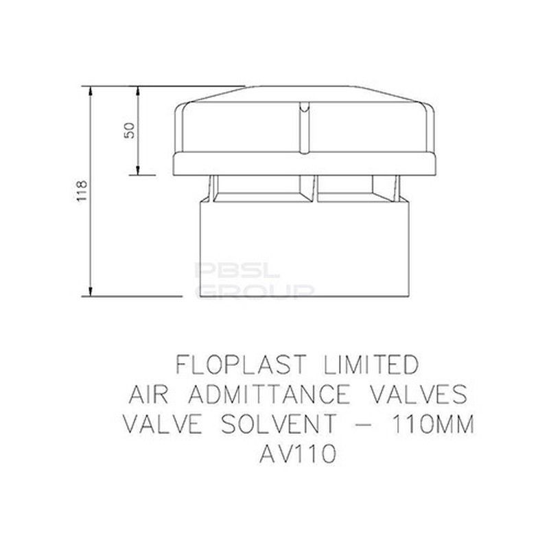 FloPlast Air Admittance Valve Internal - 110mm Black