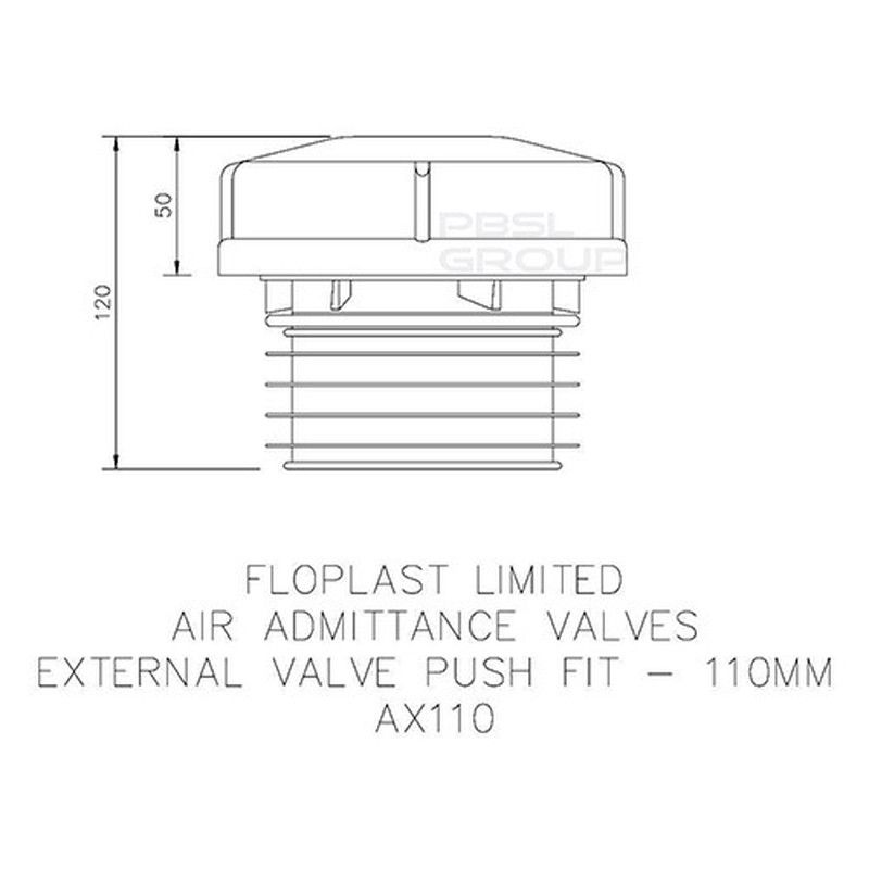FloPlast Air Admittance Valve External - 110mm Black