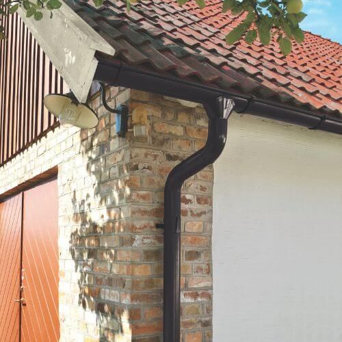 Lindab Steel Downpipe Bend with Socket 70 - 75mm Black