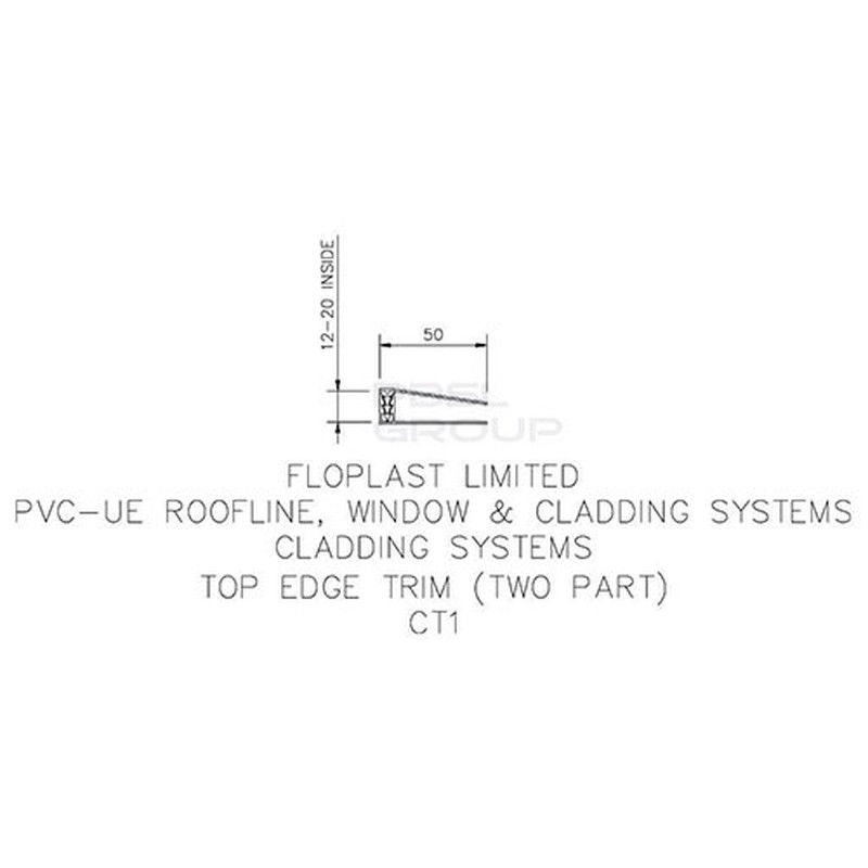FloPlast Shiplap Cladding Two Part Top Edge Trim - 5mtr Anthracite Grey Woodgrain