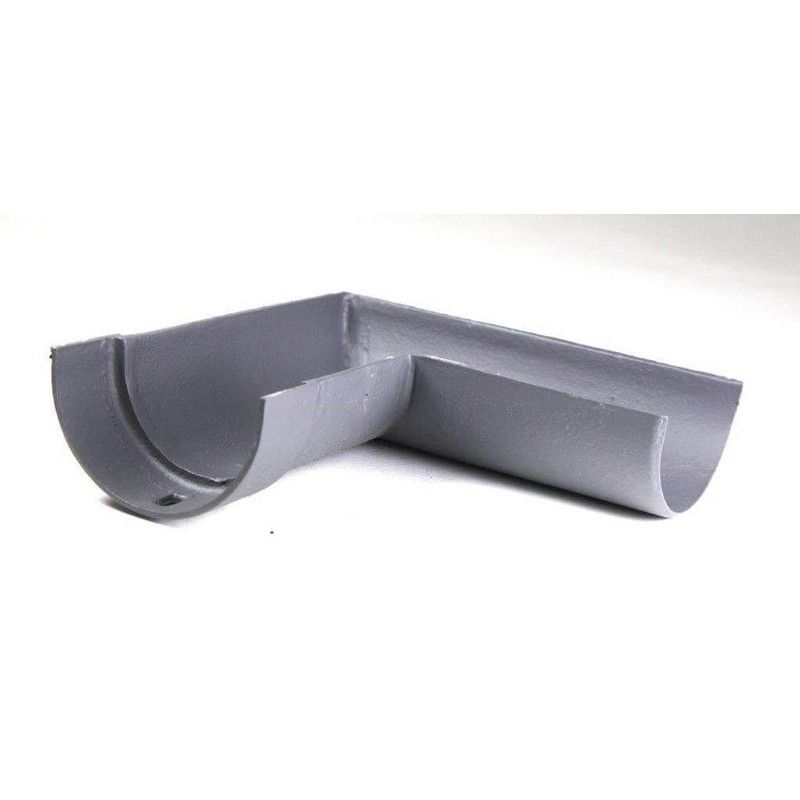 Cast Iron Deep Half Round Gutter Right Hand Angle - 90 Degree x 100mm Primed