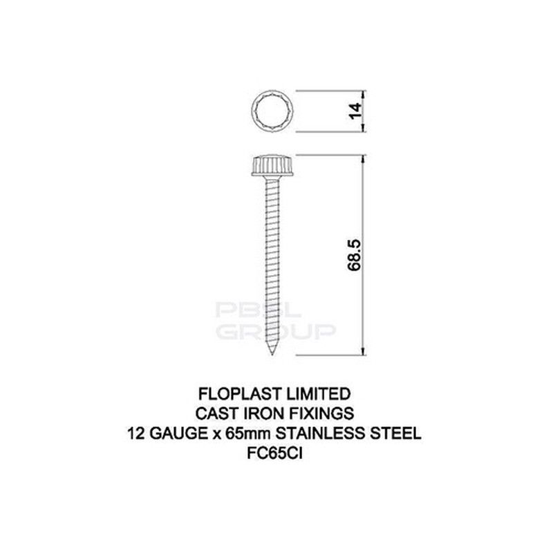 FloPlast Ring Seal Soil Fixings - 65mm Cast Iron Effect - Pack of 10