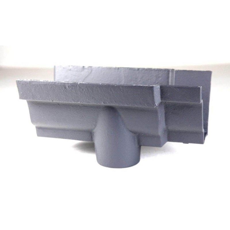 Cast Iron Moulded Ogee Gutter Running Outlet - 100mm for 75mm Downpipe Primed