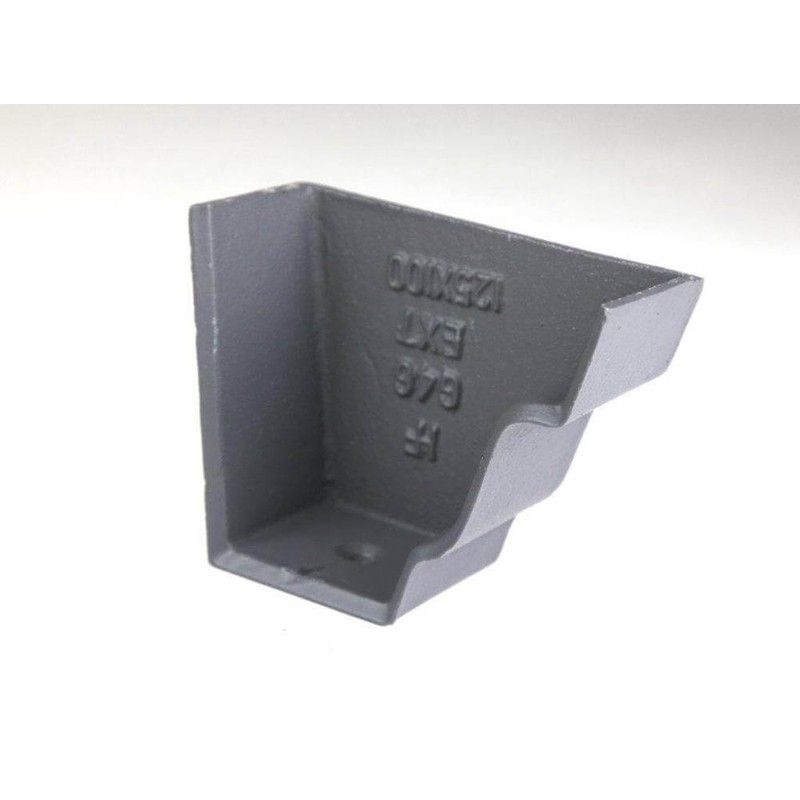 Cast Iron Moulded Ogee Gutter Right Hand External Stopend - 125mm Primed