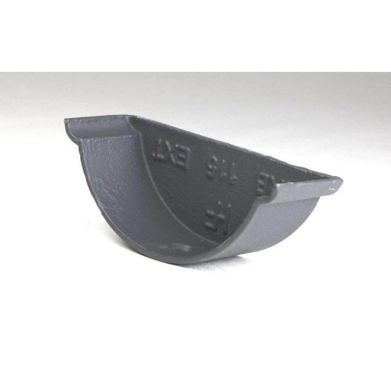 Cast Iron Beaded Half Round Gutter External Stopend - 115mm Primed