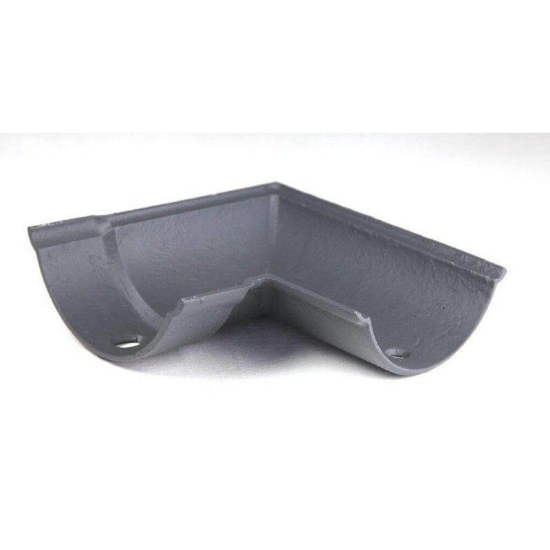 Cast Iron Beaded Half Round Gutter Right Hand Angle - 90 Degree x 125mm Primed