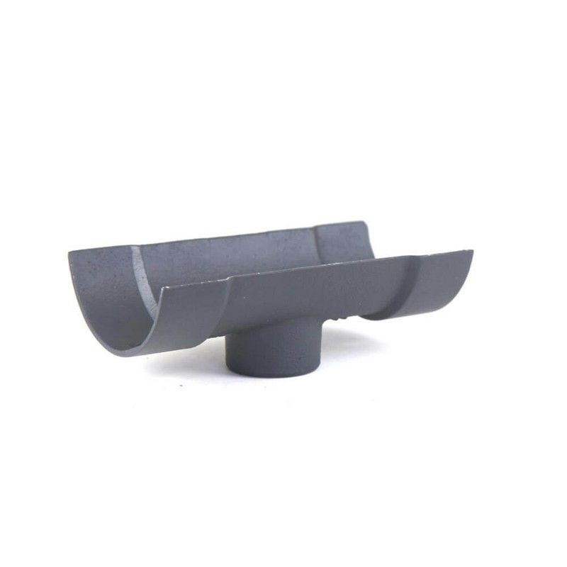 Cast Iron Half Round Gutter Running Outlet - 150mm for 75mm Downpipe Primed