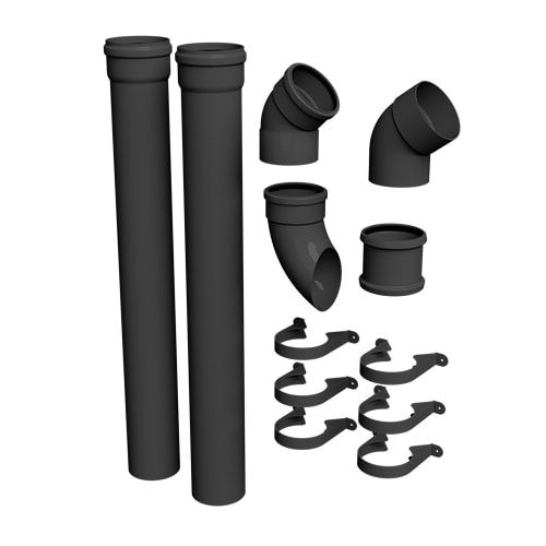 FloPlast 110mm Industrial/Xtraflo Downpipe Kit - Swan Neck - Black