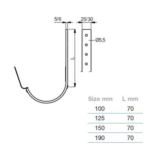 Lindab Steel Gutter 70mm Flex-Fit Fascia Bracket - 100mm Tile Red