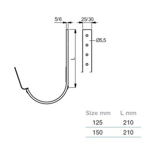 Lindab Steel Gutter 210mm Flex-Fit Rafter Bracket - 125mm Tile Red