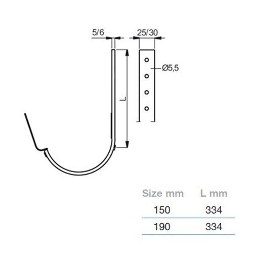 Lindab Steel Gutter 330mm Flex-Fit Rafter Bracket - 150mm Tile Red
