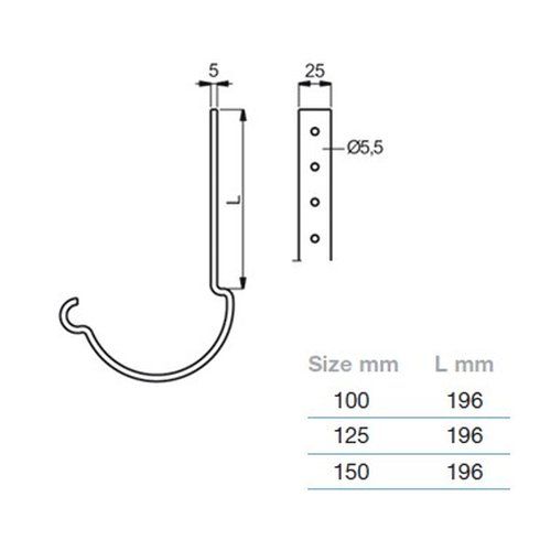 Lindab Steel Gutter 200mm Rafter Bracket - 125mm Tile Red
