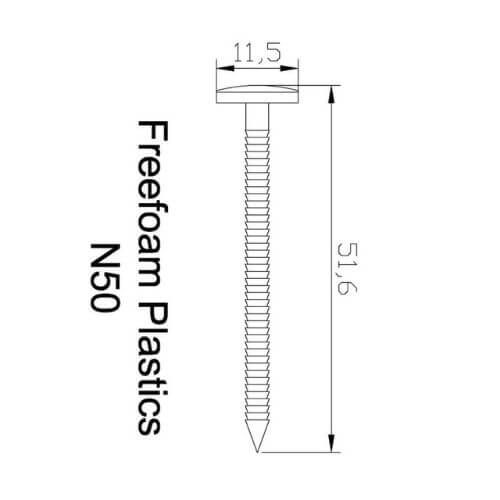 Plastic Headed Nails - 50mm Anthracite Grey - Box of 100