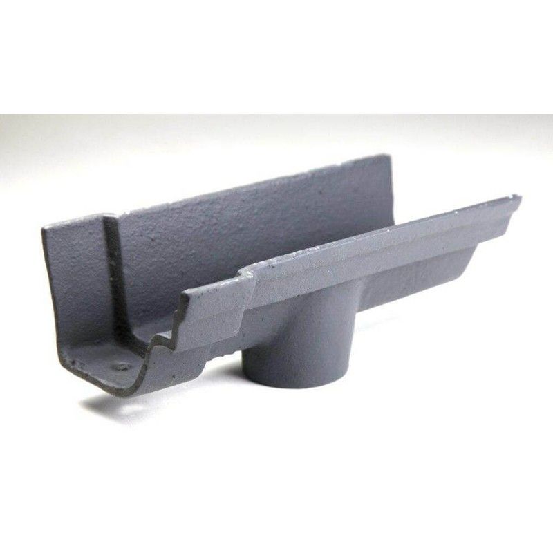 Cast Iron Notts Ogee Gutter Running Outlet - 115mm for 75mm Downpipe Primed