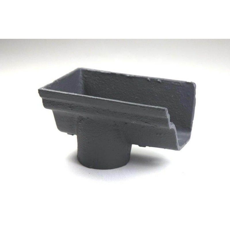 Cast Iron Notts Ogee Gutter Left Hand Stopend Outlet - 115mm for 75mm Downpipe Primed