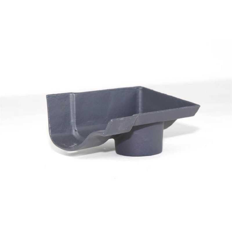 Cast Iron Ogee Gutter Right Hand Stopend Outlet - 125mm for 65mm Downpipe Primed