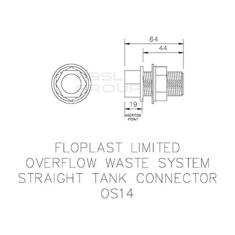 FloPlast Overflow Straight Tank Connector - 21.5mm White