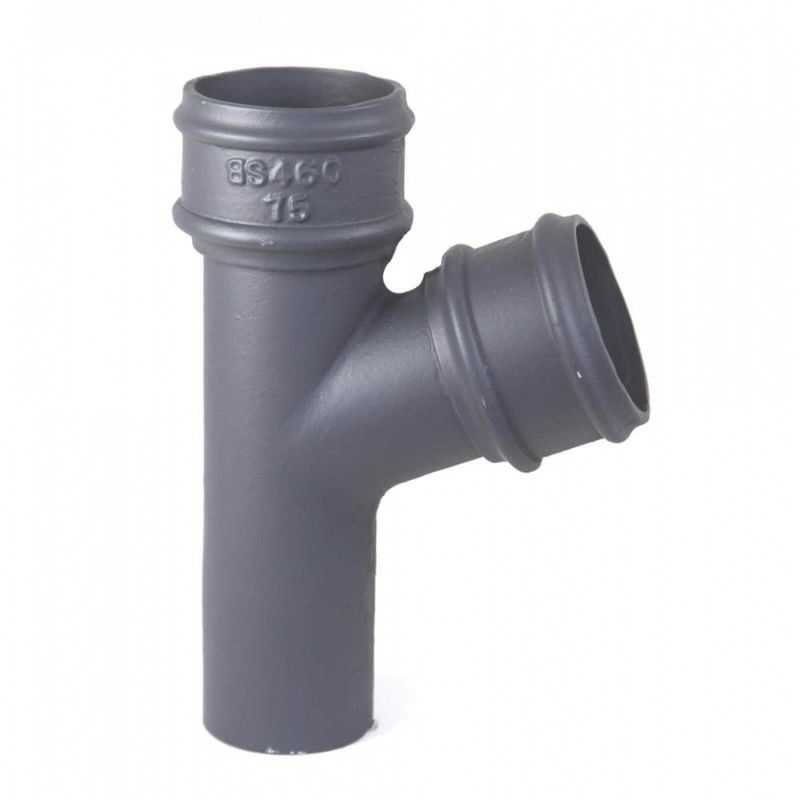 Cast Iron Round Downpipe Branch - 112.5 Degree x 65mm Primed