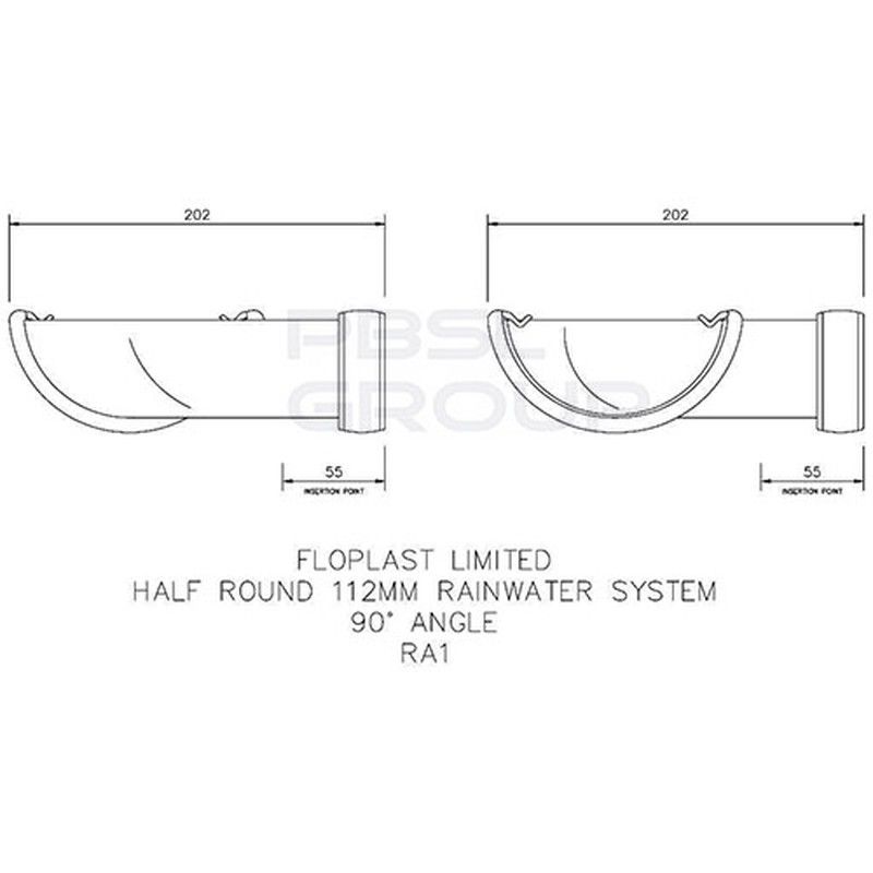 FloPlast Half Round Gutter Angle - 90 Degree x 112mm Black