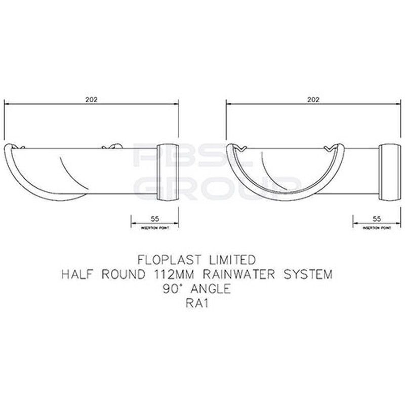 FloPlast Half Round Gutter Angle - 90 Degree x 112mm Brown