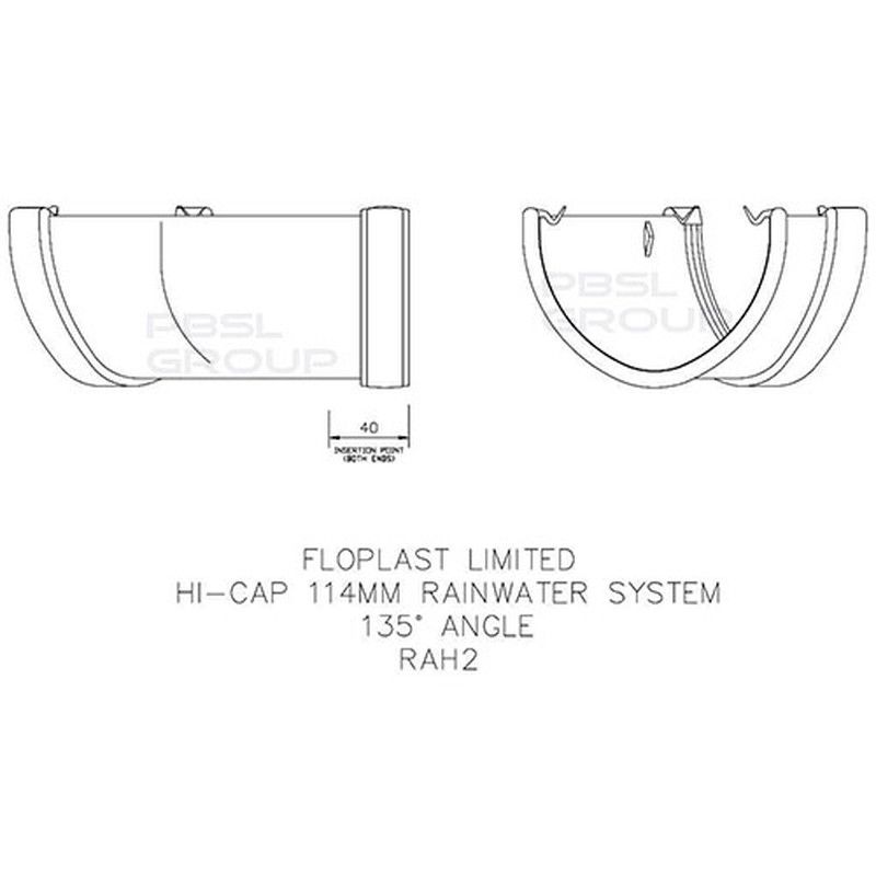 FloPlast Deepflow/ Hi-Cap Gutter Angle - 135 Degree x 115mm x 75mm Brown