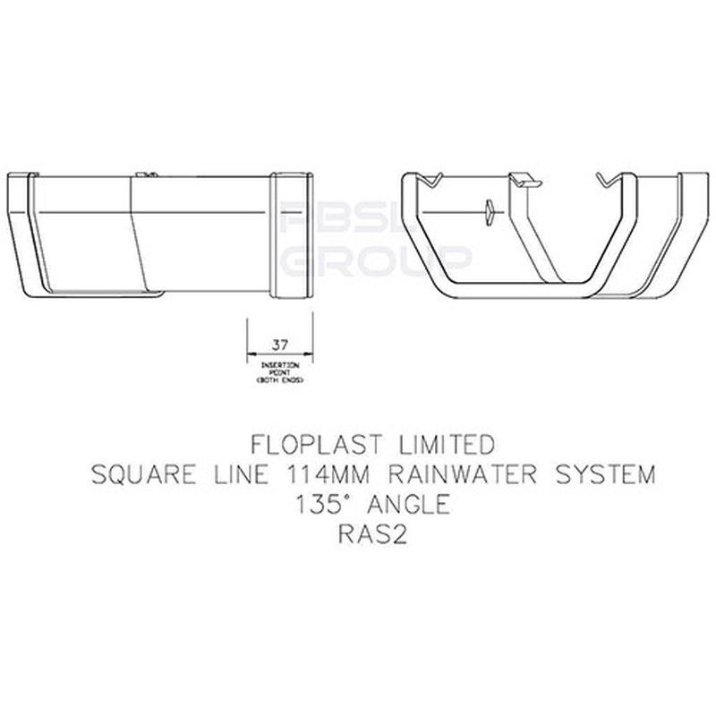 FloPlast Square Gutter Angle - 135 Degree x 114mm White