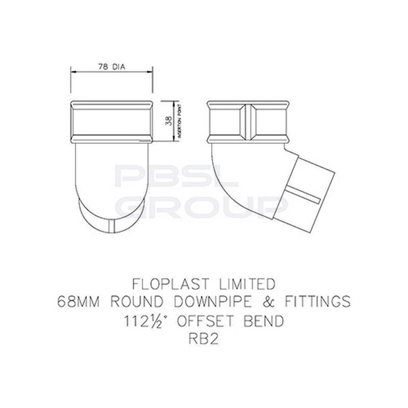 FloPlast Round Downpipe Offset Bend - 112.5 Degree x 68mm Brown