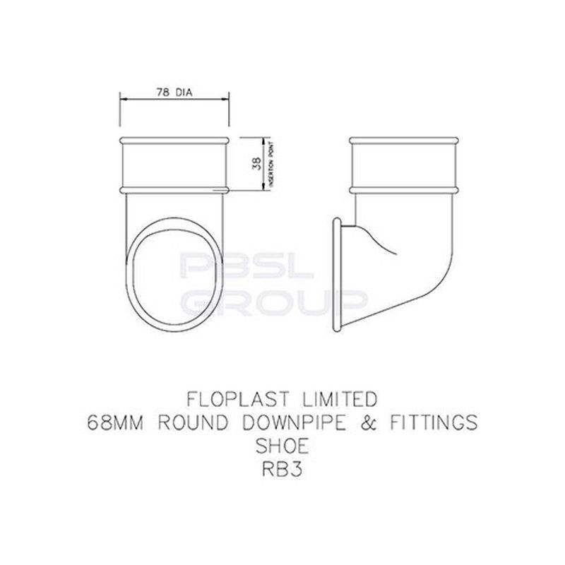 FloPlast Round Downpipe Shoe - 68mm Brown