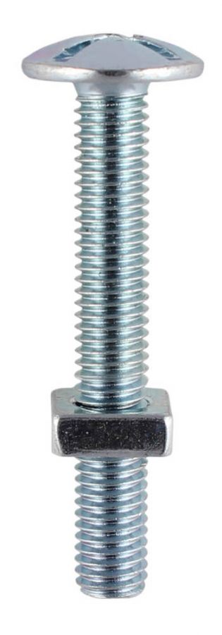 M6 x 50mm - Roofing Bolt with Nut - BZP - Bag of 25