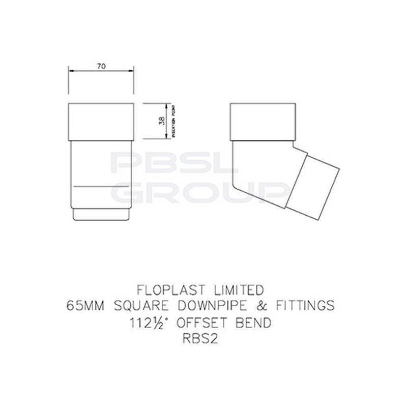 FloPlast Square Downpipe Offset Bend - 112 Degree White
