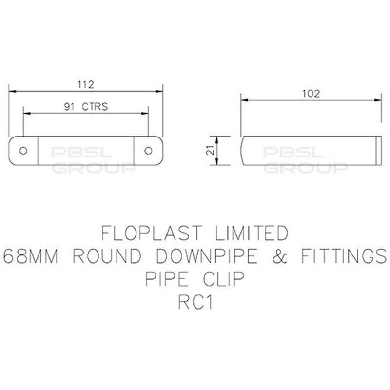 FloPlast Round Downpipe Clip - 68mm Black