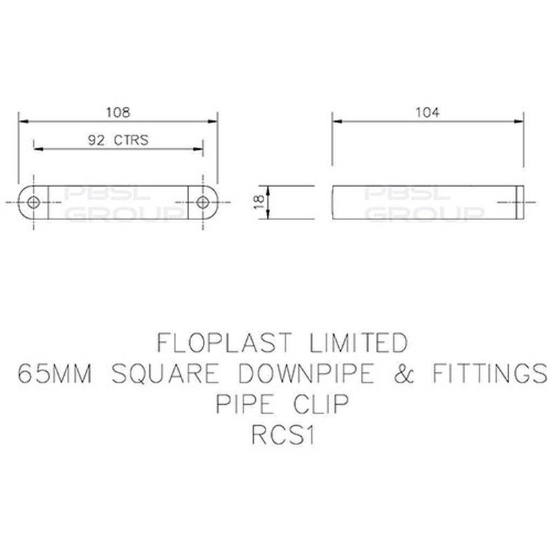 FloPlast Square Downpipe Clip - 65mm White - Pack of 2