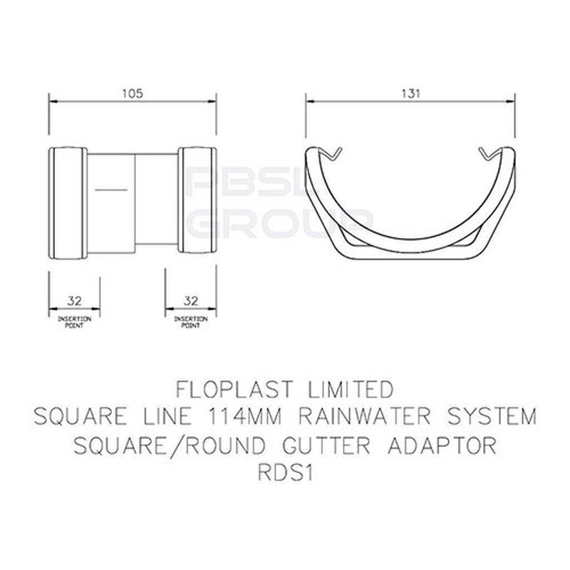 FloPlast PVC Square to PVC Half Round Gutter Adaptor - Brown