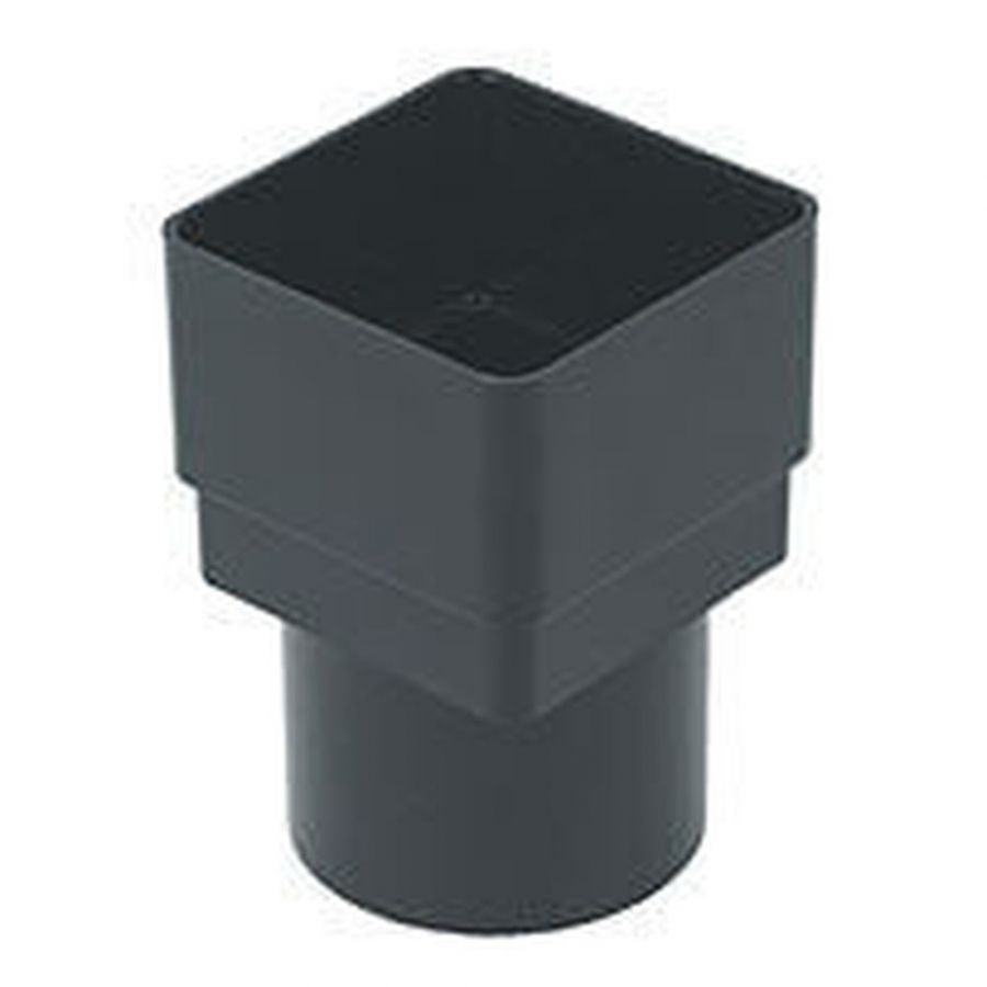FloPlast PVC Square to PVC Round Downpipe Adaptor - Black - Pack of 2