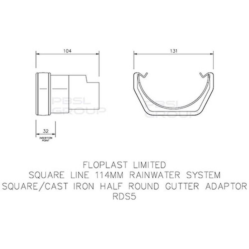 FloPlast PVC Square to Cast Iron Half Round Gutter Adaptor - White
