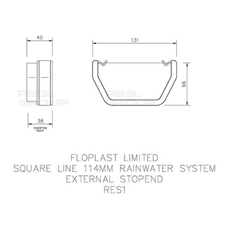 FloPlast Square Gutter External Stopend - 114mm White - Pack of 2