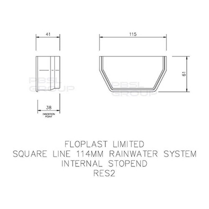 FloPlast Square Gutter Internal Stopend - 114mm Brown