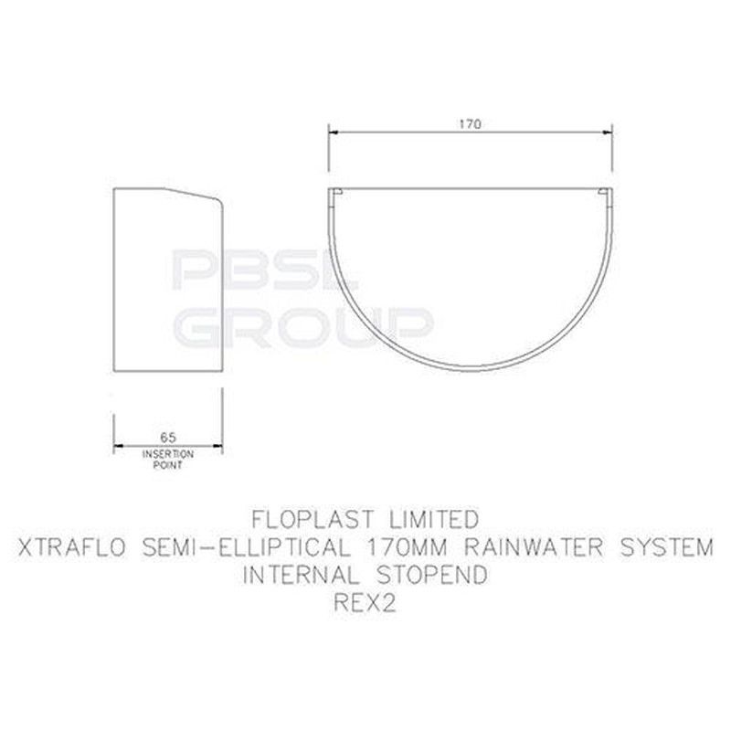 FloPlast Industrial/ Xtraflo Gutter Internal Stopend - 170mm Grey