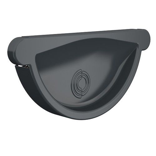 Lindab Steel Gutter Self-Locking Stop End - 100mm Anthracite Grey