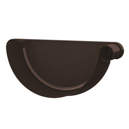 Lindab Steel Gutter Right Hand Stop End - 190mm Coffee Brown