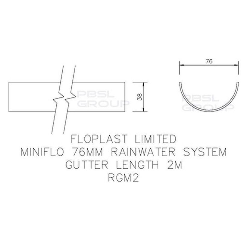 FloPlast Mini Gutter - 76mm x 2mtr White