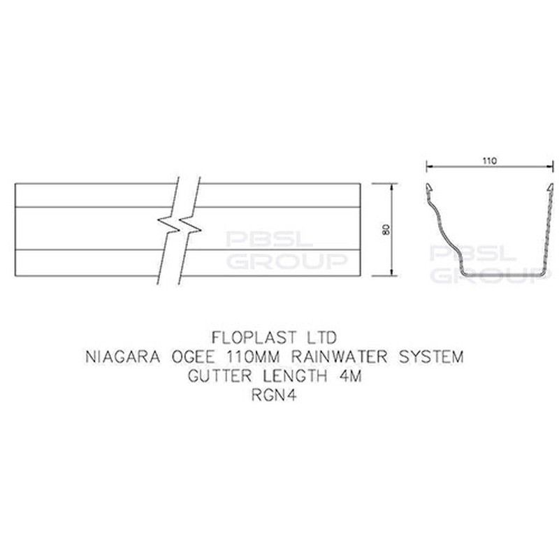 FloPlast Ogee Gutter - 110mm x 80mm x 4mtr Anthracite Grey
