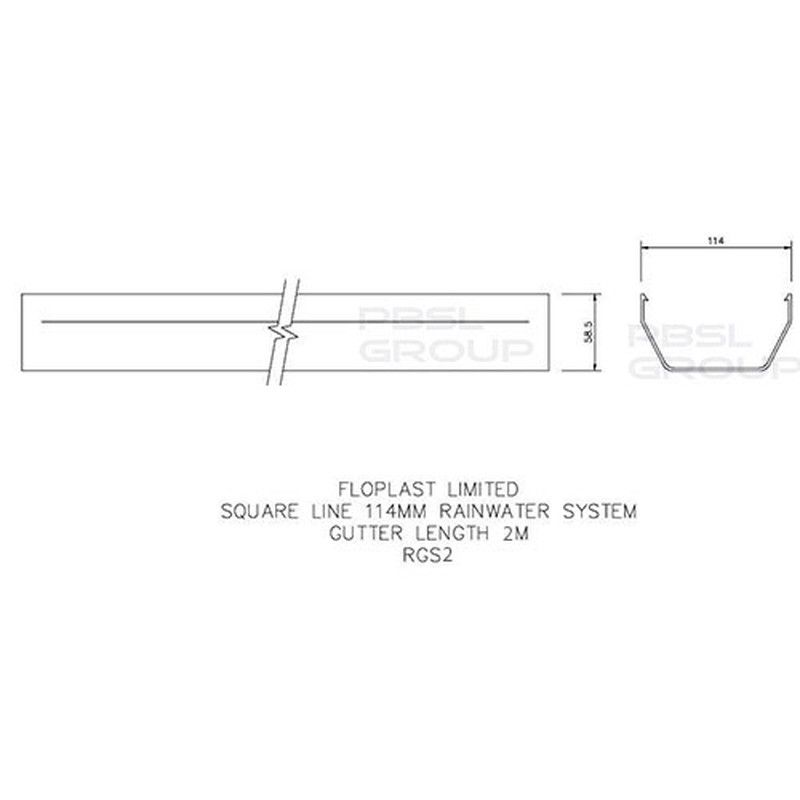 FloPlast Square Gutter - 114mm x 2mtr Brown