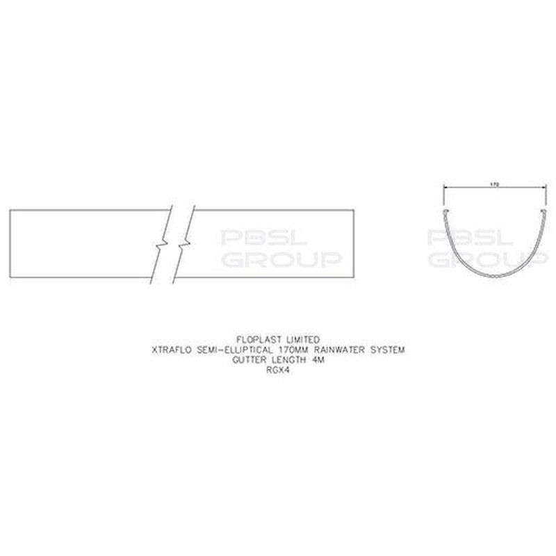 FloPlast Industrial/ Xtraflo Gutter - 170mm x 4mtr Grey