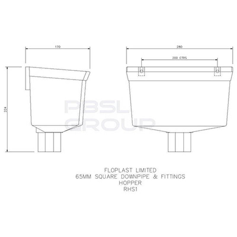 FloPlast Downpipe Universal Round/ Square Hopper - White