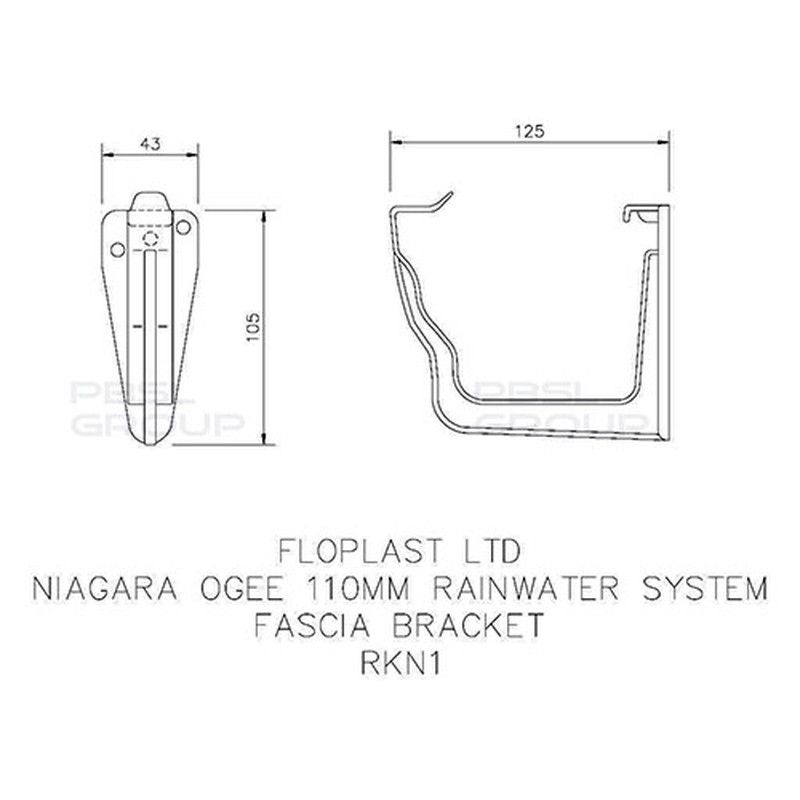 FloPlast Ogee Gutter Fascia Bracket - 110mm x 80mm White