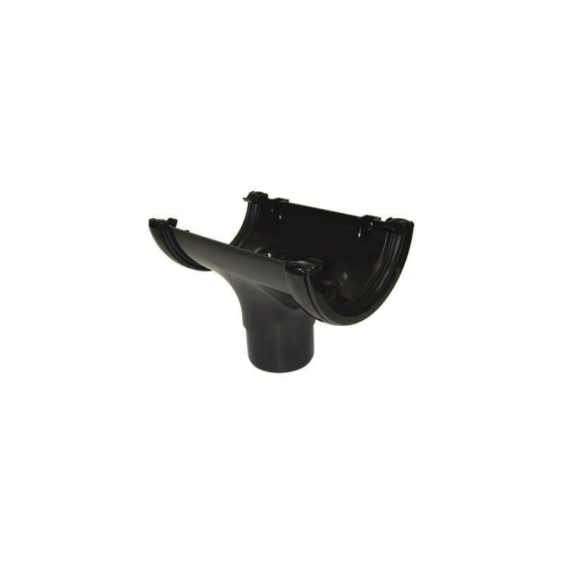 FloPlast Half Round Gutter Running Outlet - 112mm Black - Pack of 2